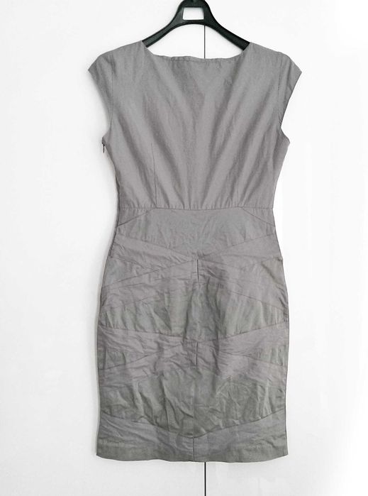 Sukienka ołówkowa szara popielata obcisła elegancka wizytowa 36