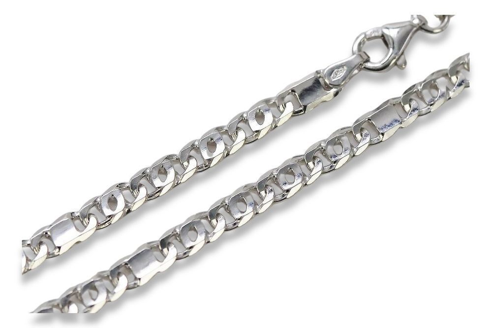 Łańcuszek z białego złota 14k 585 Tygrysie oko włoski cc065w Wr