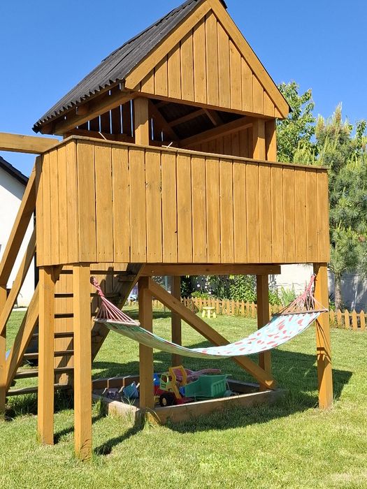 Duży drewniany domek plac zabaw dla dzieci do ogrodu
