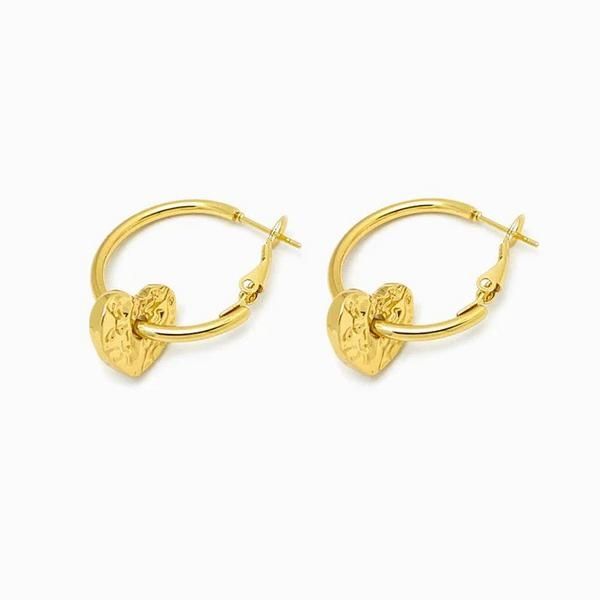 Brincos com Coração 34*25mm BR1090 (Dourado)