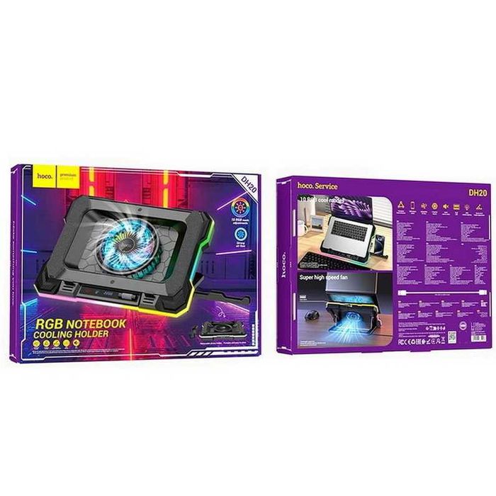 Охлаждающая подставка для ноутбука до 19" с подсветкой кулер HOCO DH20