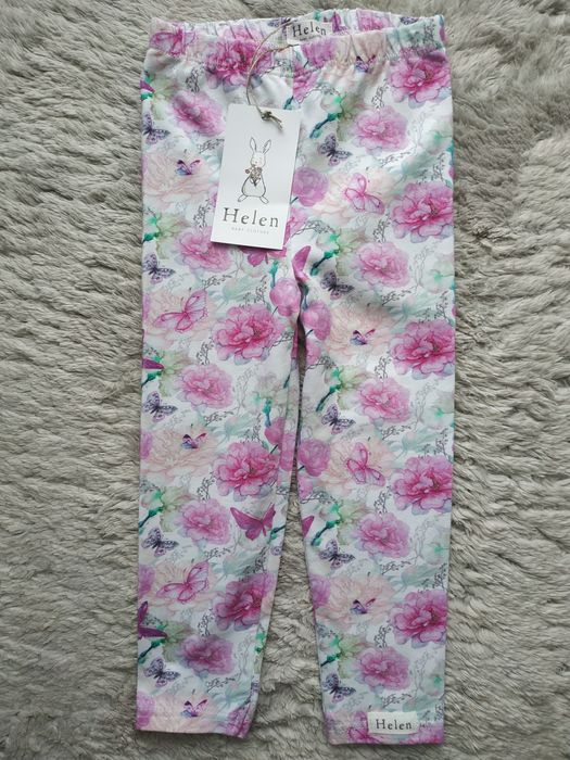 Nowe legginsy/różowe/kwiaty/motyle/prezent/Helen/r.92/98