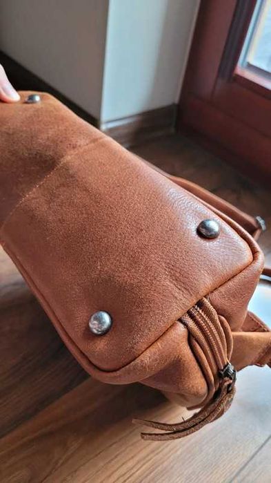 Brązowy skórzany plecak damski Stilord model: Calla - perełka