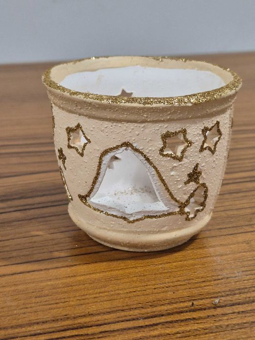 Lampion świecznik ceramiczny świąteczny