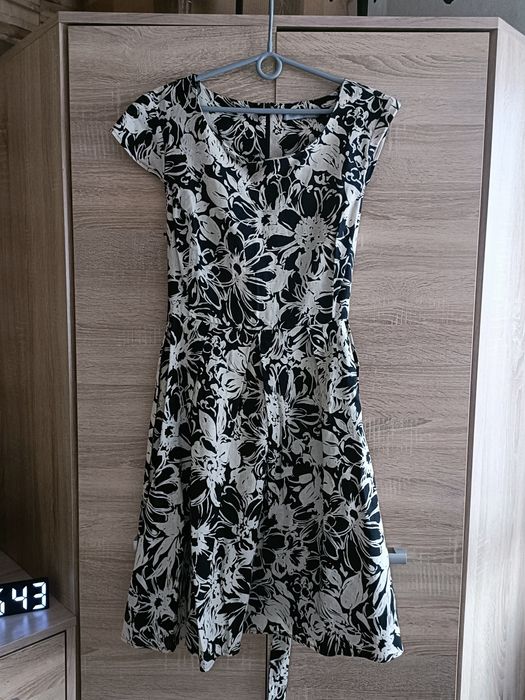 Lniano wiskozowa MIDI sukienka