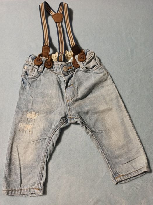 Nowe spodnie jeans 68 H&M szelki