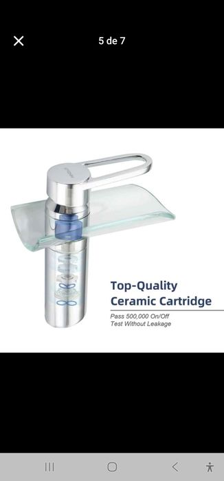 Torneira misturadora cascata de vidro para lavatório com uma pega curt