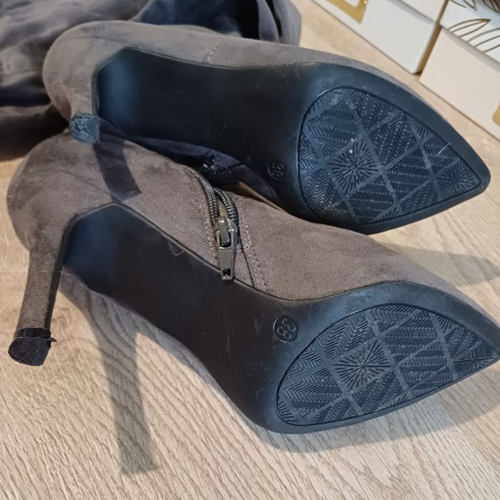 SZARE kozaki z eco zamszu