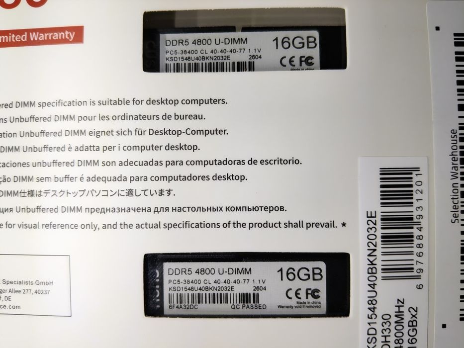 Оперативна пам'ять ddr5 2x16gb=32gb