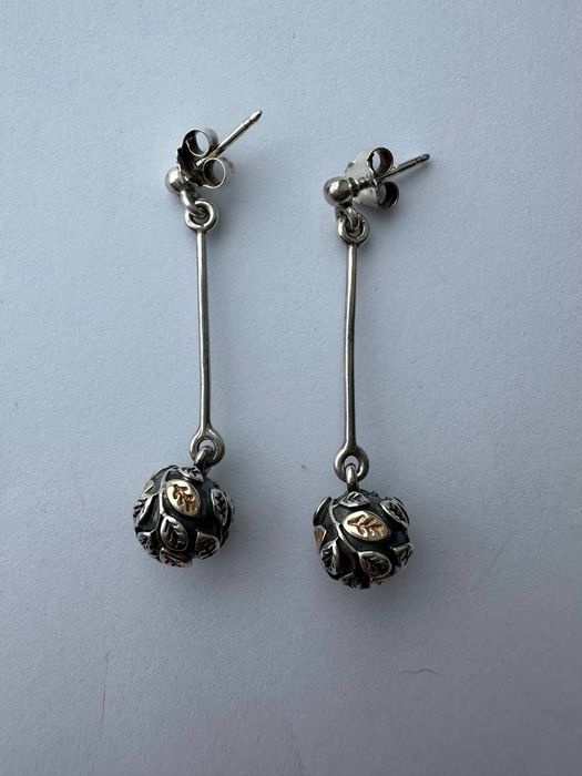 Серьги Pandora оригинал УПП, пандора,  сережки,  серебро, золото