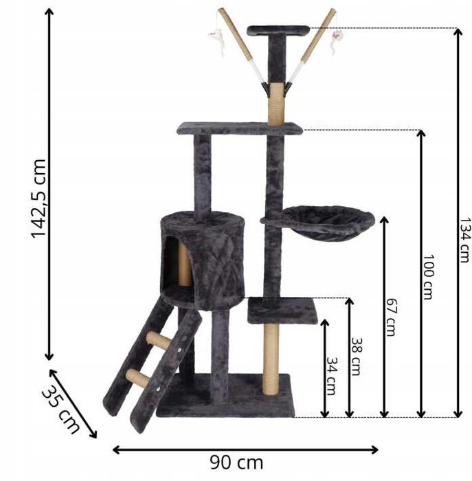 Drapak dla Kota Legowisko Duży Domek Zabawka Słupek Sizal Budka 5 Poz.