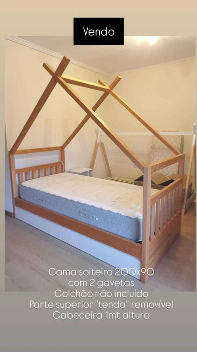Cama solteiro 200x90 estilo tenda