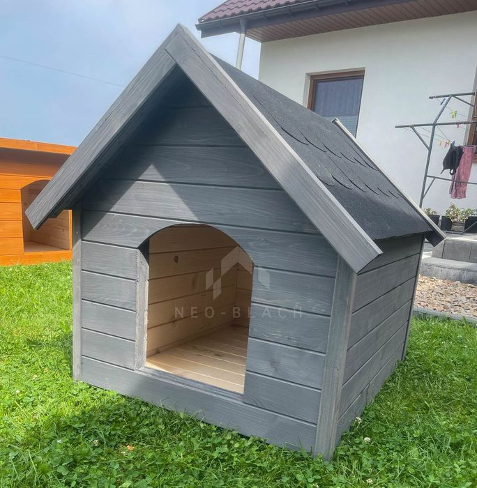 Buda dla psa Rozmiar "M" - Grafit - Dach dwuspadowy NB