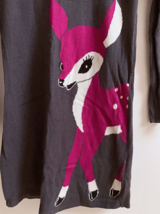 Sukienka z dzianiny, swetrowa, H&M, roz. 146/152 cm, Bambi