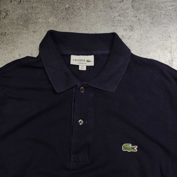 MĘSKA Elegancka Bawelna PREMIUM Koszulka Długi Rękaw Granat Lacoste