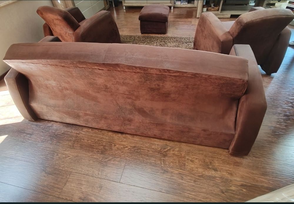 Zestaw wypoczynkowy sofa kanapa fotele pufa