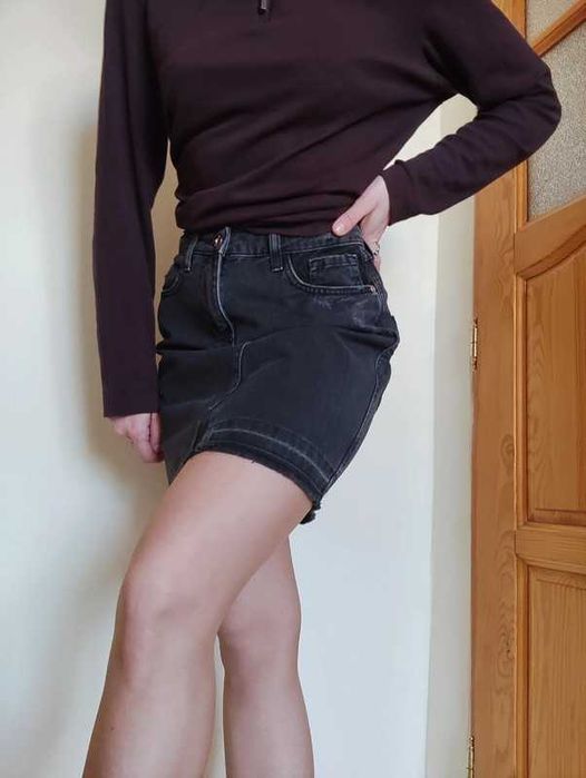 Ciemnoszara spódnica jeansowa damska xs s
