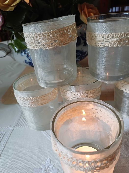 Szklane lampioniki romantyczne światło