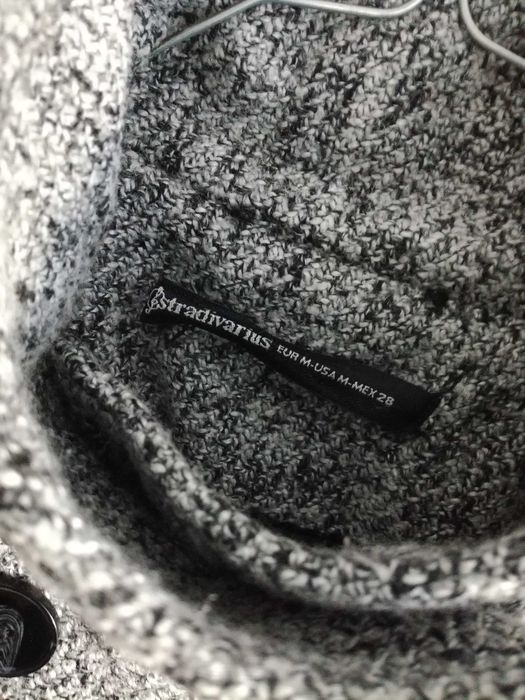 Stradivarius 36 38 wiosenny płaszcz dwurzędowy wełna wiskoza