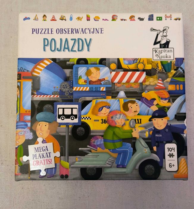 Puzzle obserwacyjne Pojazdy 104 elem._Kapitan Nauka