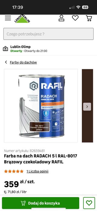 sprzedam farbę dachową  Rafil 10 l