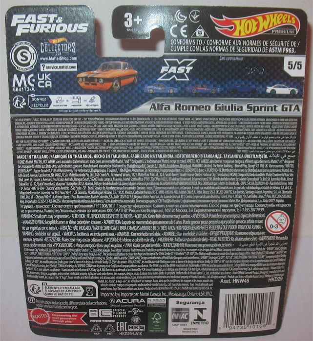 Hot Wheels - Alfa Romeo Giulia Sprint GTA - Fast & Furious (2023)