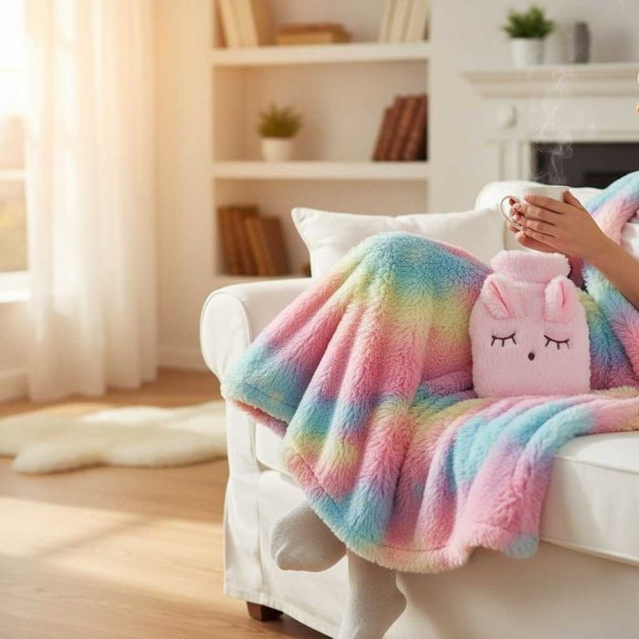 KOC TĘCZOWY 190×200 KOCYK RAINBOW Prezent na święta dla dziewczynki