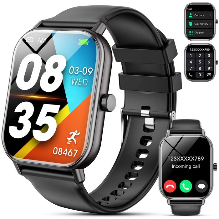 Smartwatch haulvean ip68 1,85 cala czujnik tętna spo2 android ios