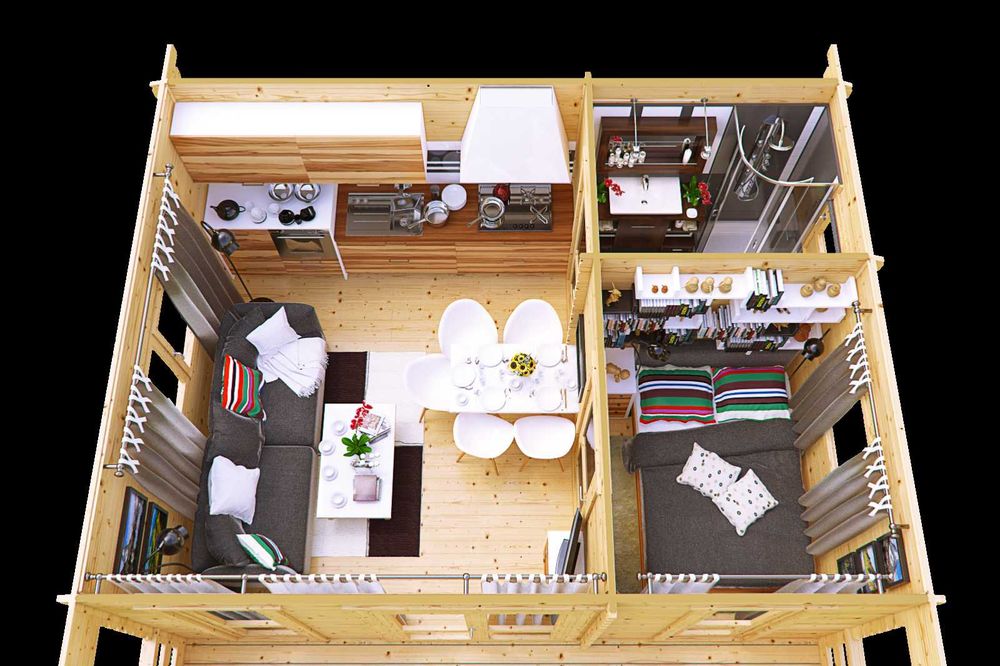 Ogrodowy Domek Letniskowy Całoroczny 25m2 z Bali Profilowanych