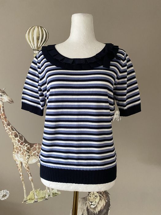 Sweter w paski wiskoza CC Petite kokarda marynarski M
