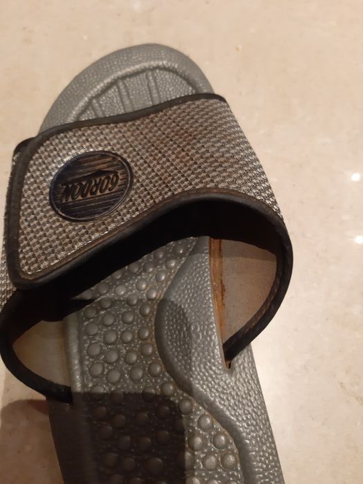 Klapki 43/44 prl vintage stare gordon szare używane strych dziadek