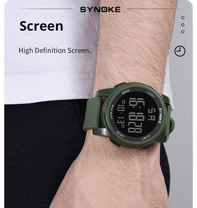 Duży militarny zegarek męski cyforowy elektroniczny Synoke wojskowy