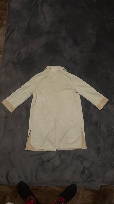 Bershka faux suede trench coat in a beige