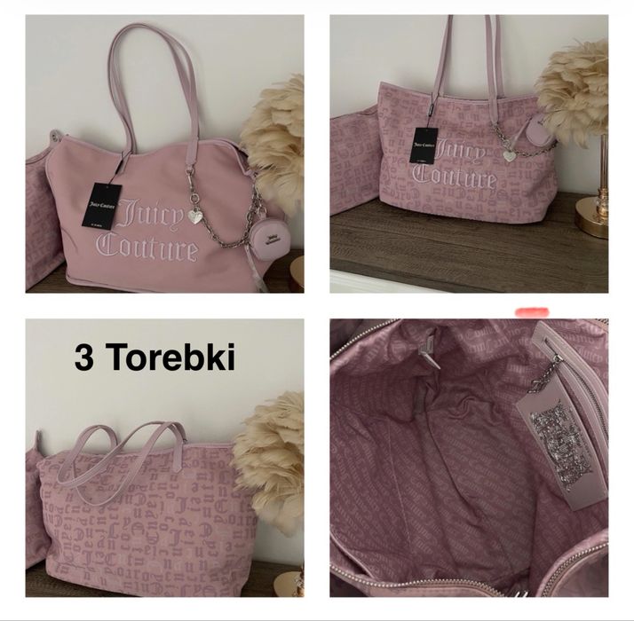 Torebka shopperka Juicy Couture A4 2 torebki dwustronna