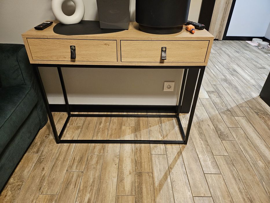 Konsola + szafka RTV meble- ADERA LOFT na metalowych nogach, MDF