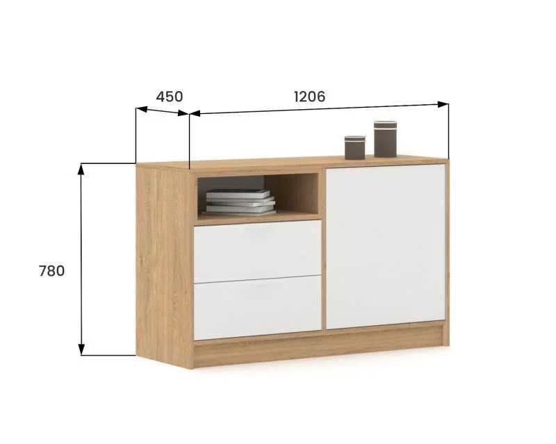 Komoda szafka półka regał Meblik Komoda 120 Mode White Oak