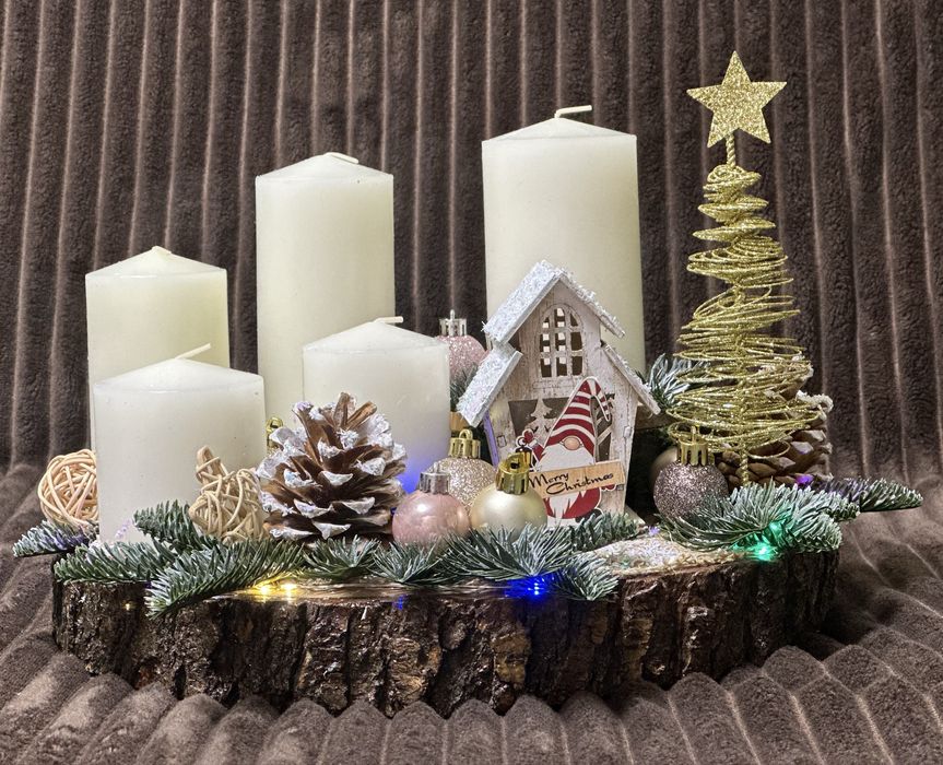 Свічник новорічний підсвічник різдво свічки подарунок декор шишки