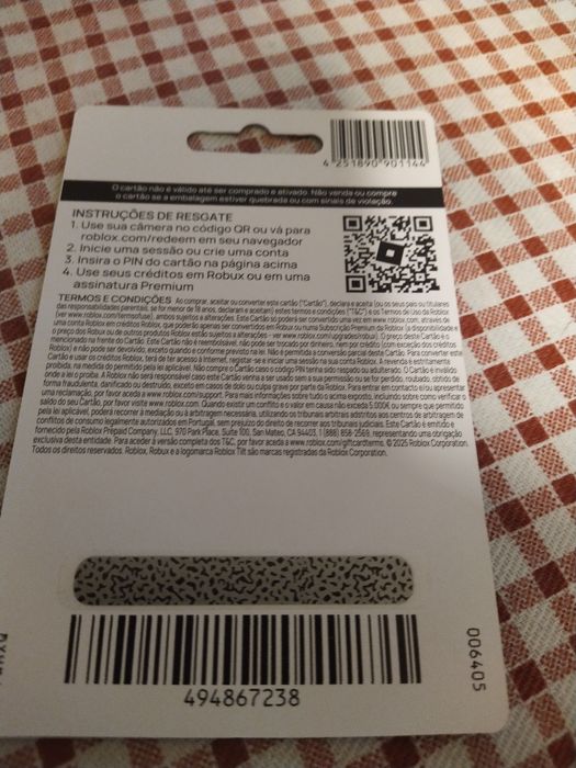 Vende - Se Cartões Presente Roblox