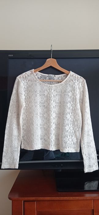 Top bluzeczka biała euro bawełna rozm S Stradivarius