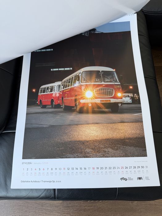 Kalendarz ścienny 2026 Gdańskie Autobusy i Tramwaje