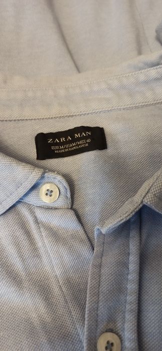 Dzianinowa błękitna koszula Zara Man 100% bawełna M
