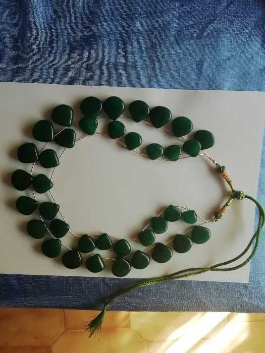 Colar de Esmeralda Natural 2 Linhas Novo Nunca Usado