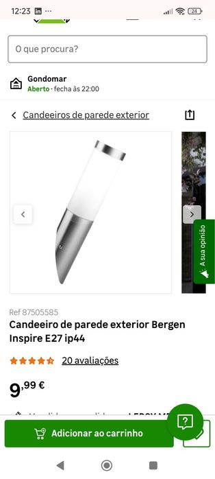 Candeeiros de parede exterior Leroy Merlin Bergen *NOVOS