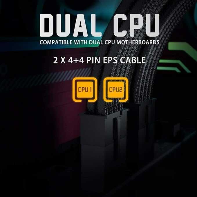 Zestaw kabli w osłonie PC do GPU/CPU