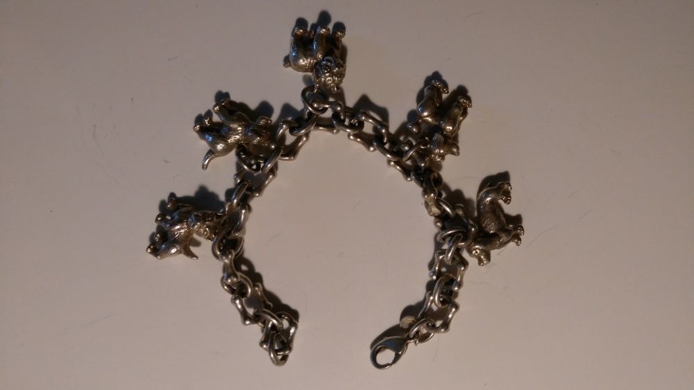 Bransoleta Tiffany&Co. , srebrna 925 , z miniaturami psów. Zamienię
