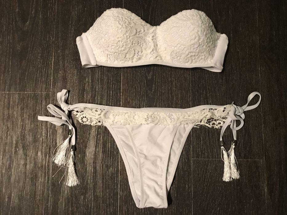 Купальник женский мята и белый ажур новинка s m р пуш ап push up