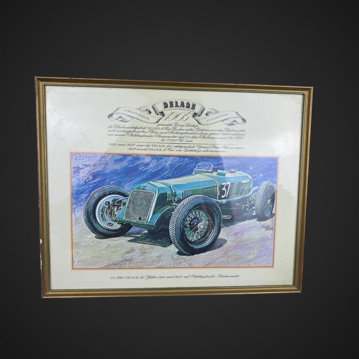 Grafika stary samochód wyścigówka Delage 1928 B41/090816