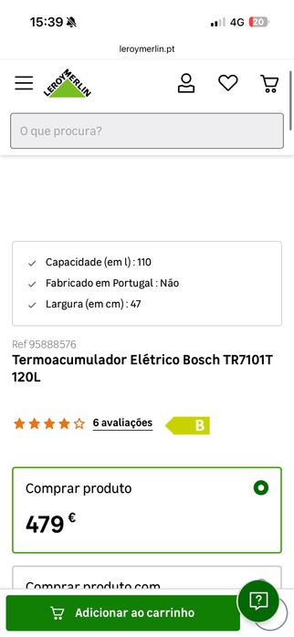 Termoacumulador Bosch 110L