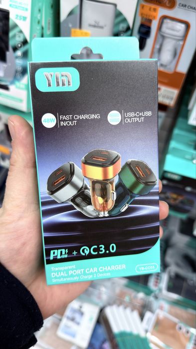 Carregador de Carro 48W – USB + USB-C (Carga Rápida)