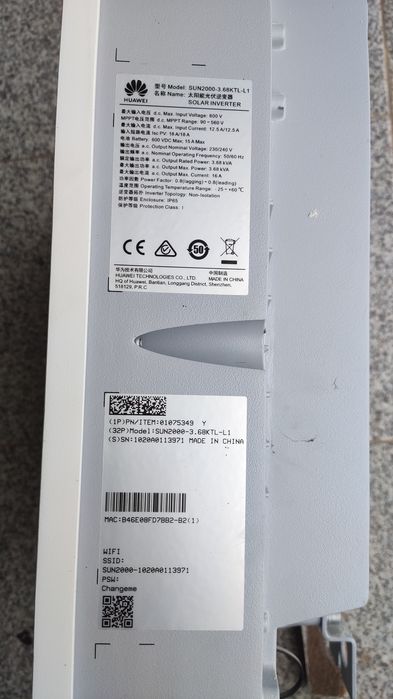 Inversor Solar Huawei SUN2000-3.68KTL-L1 – 3.68kW